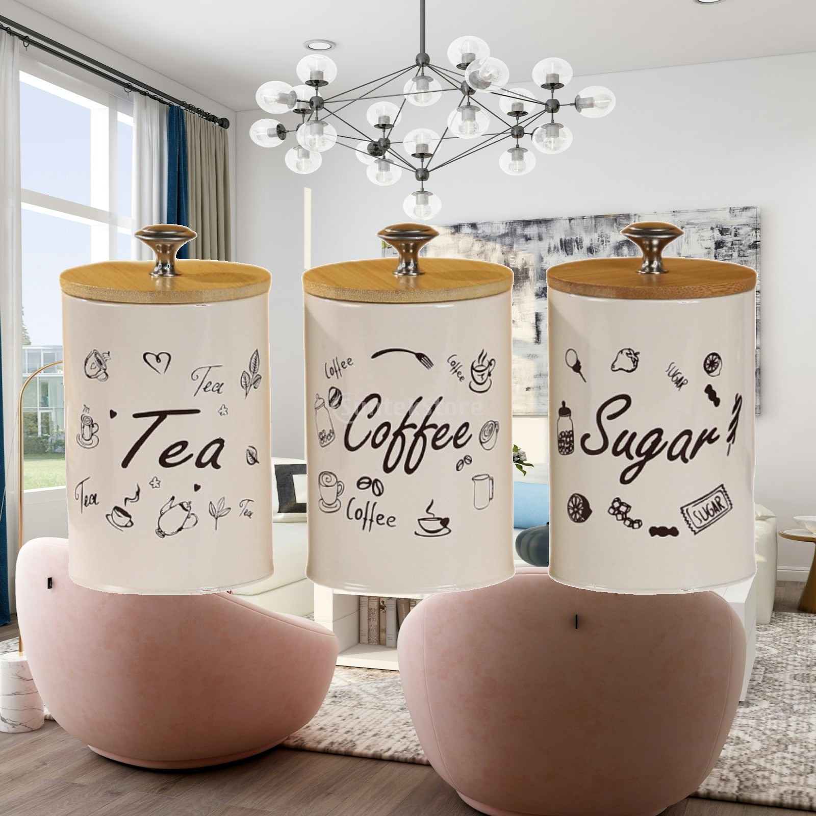 Coffee Tea Sugar Canisters - Farmhouse Coffee Tea Sugar Canister Set