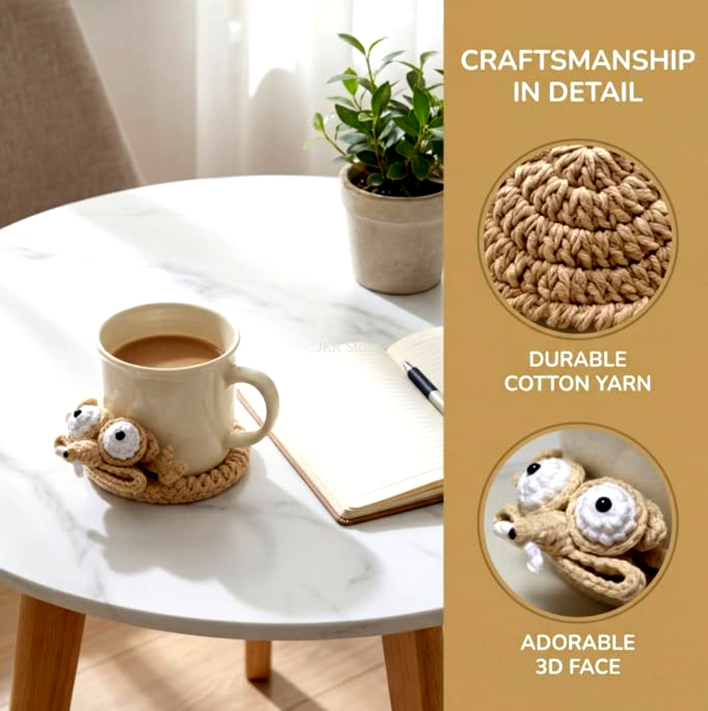 Coffee Tea Station - Animal Crochet Cup Coaster Handwoven Coffee