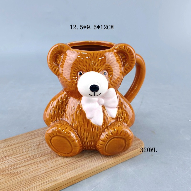 Best Tea Coffee - Pink Bowknot Brown Bear Ceramic Mug