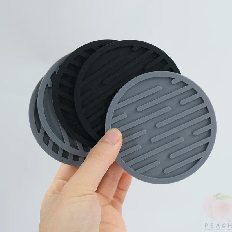 Coffee Tea Station - 10cm Silicone Coasters Round Heat Resistant