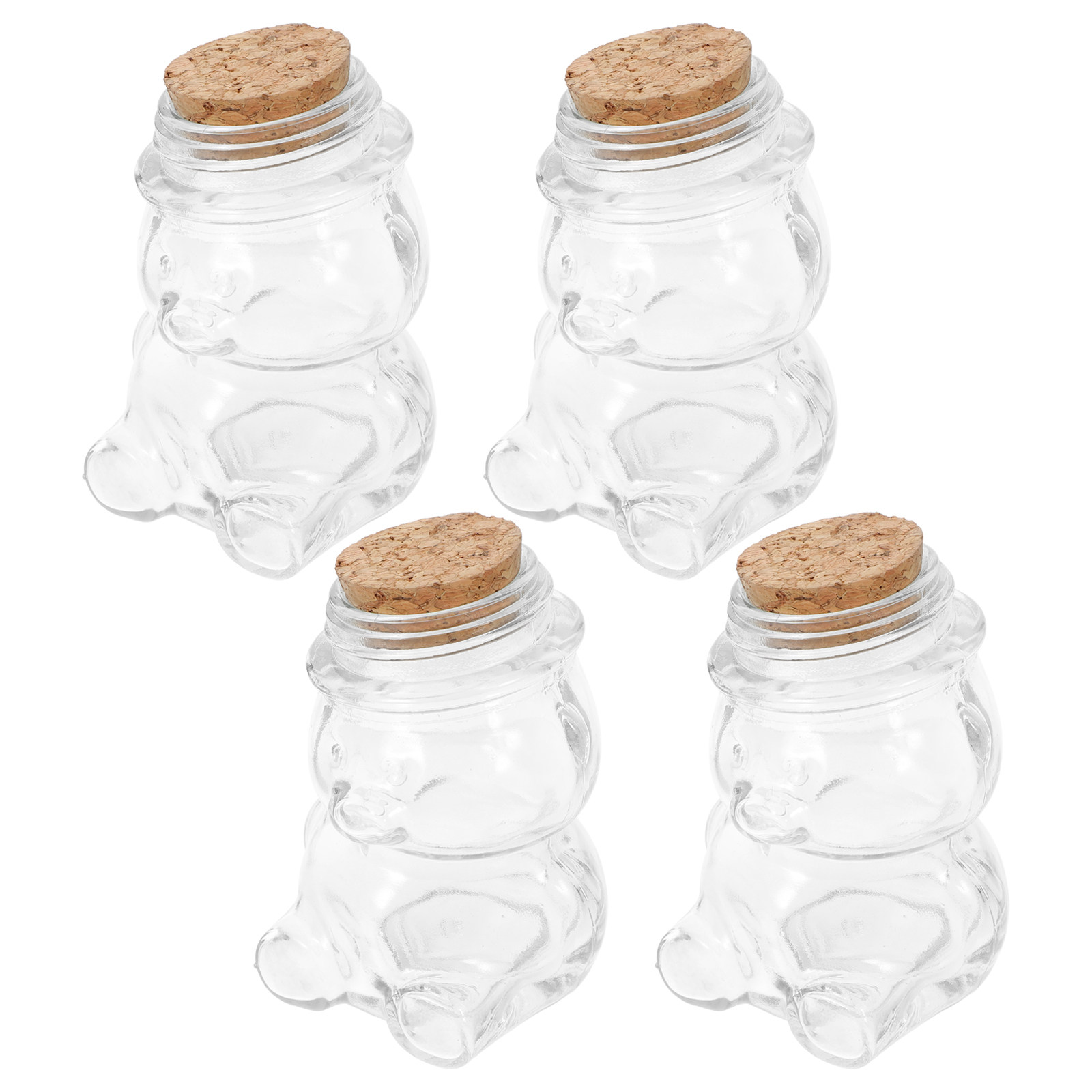 Coffee Tea Sugar - 4Pcs Glass Candy Jar Set Transparent