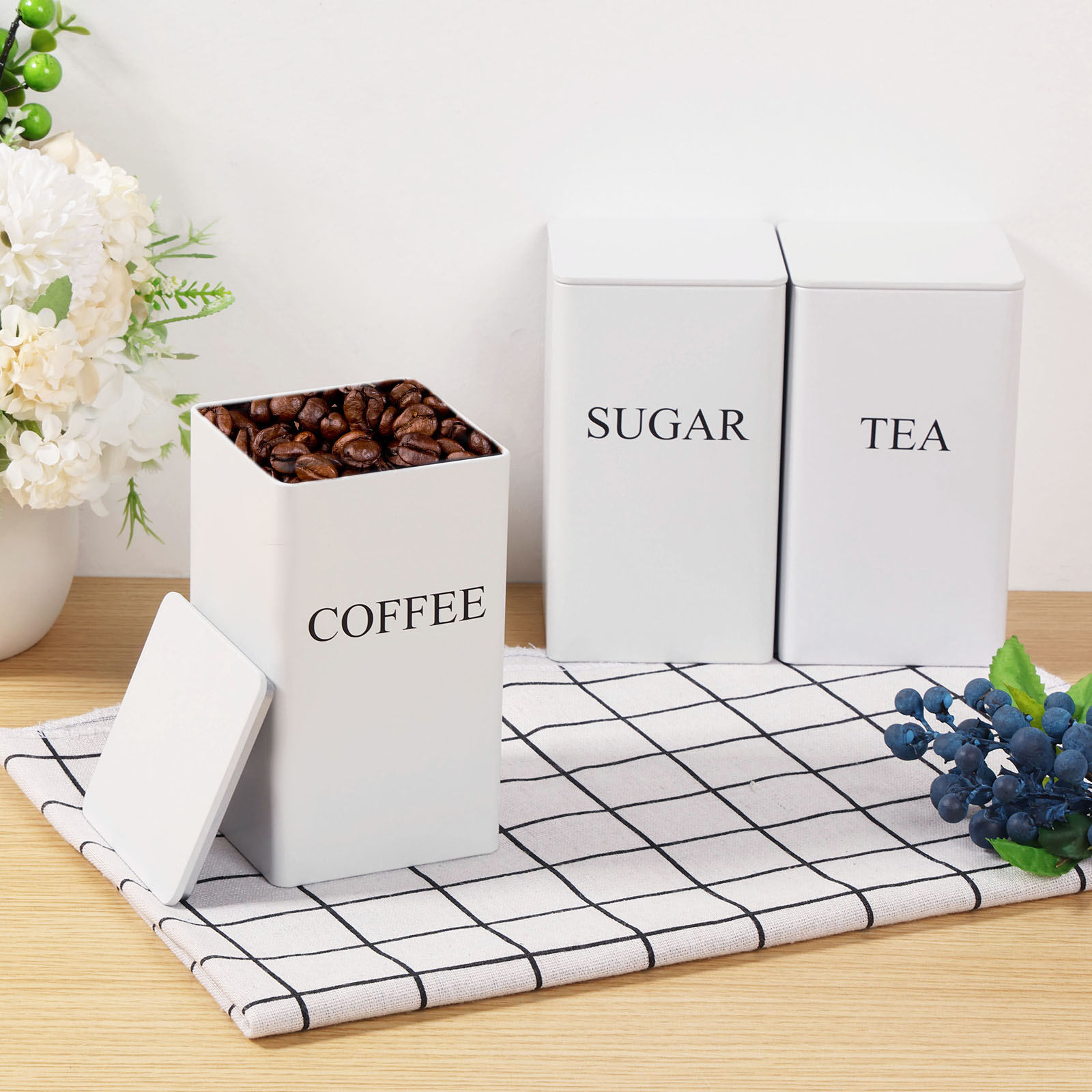 3Pcs Coffee Bean Storage Canis - đánh giá và giá Coffee Tea Sugar Canisters