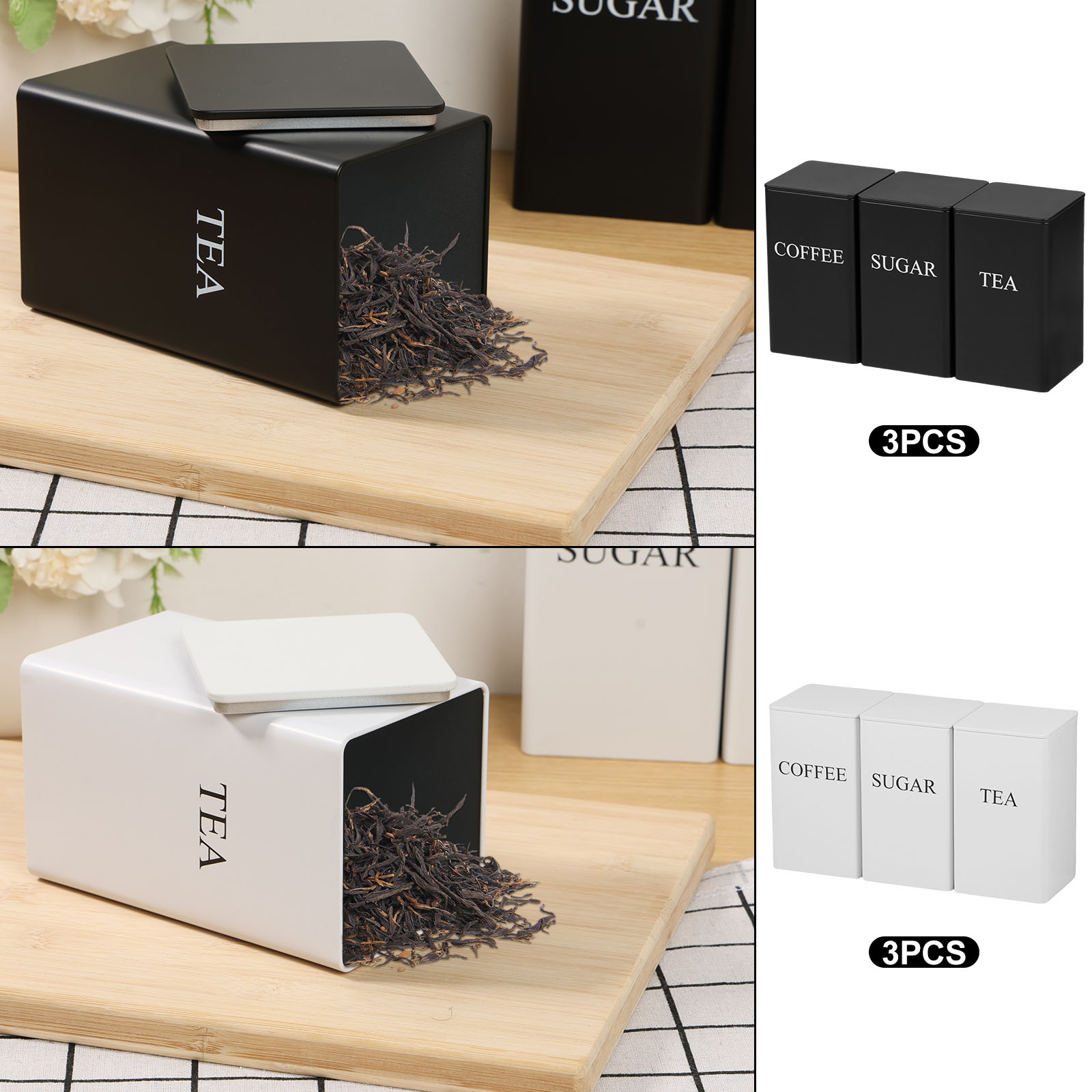 3Pcs Coffee Bean Storage Canis - đánh giá và giá Coffee Tea Sugar Canisters