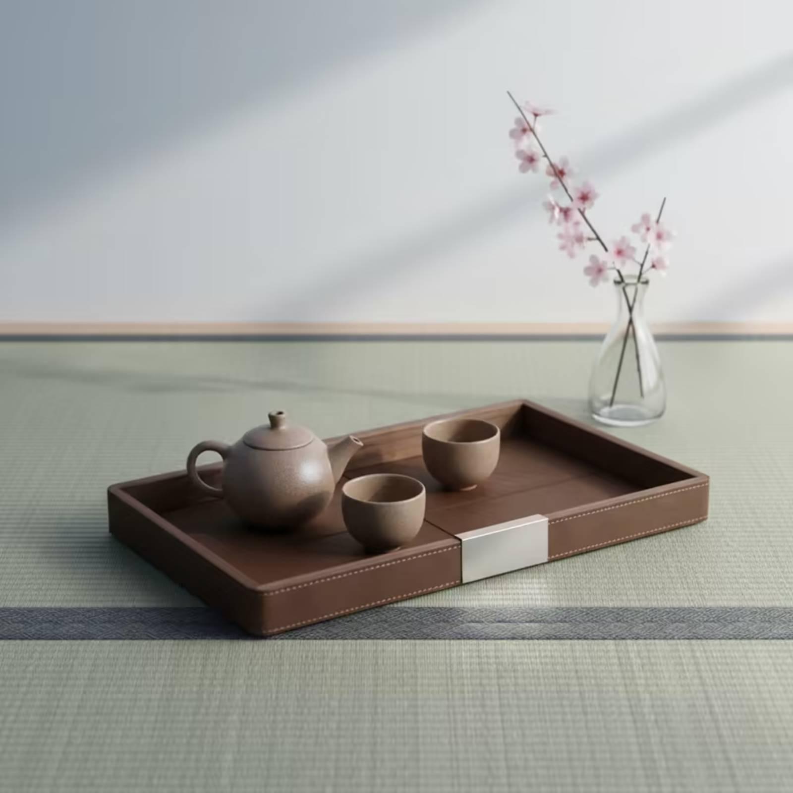 Walnut Wood Tray Minimalist Tr - đánh giá và giá Tea Coffee Set Up