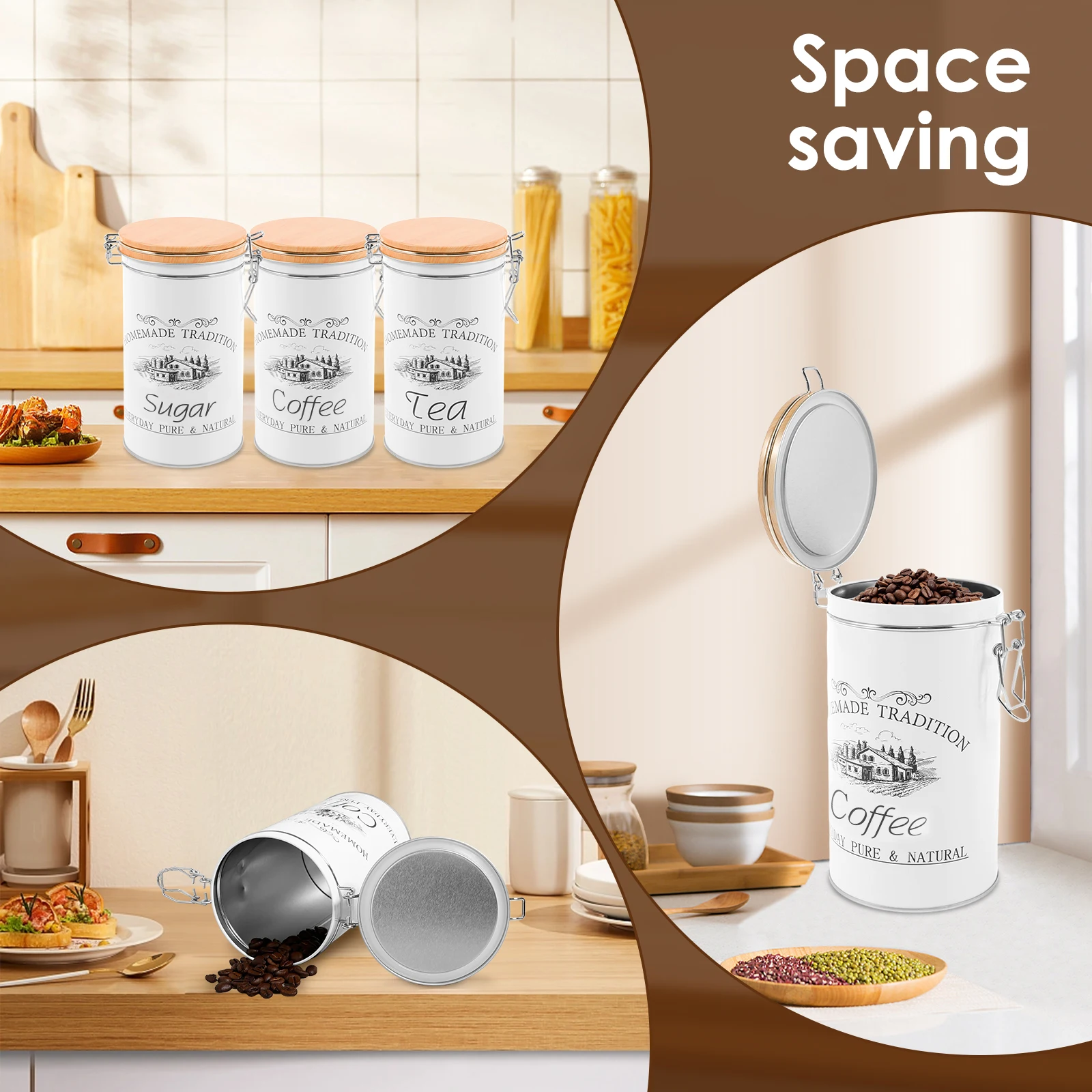 3Pcs/Set Tea Coffee Sugar Cani - đánh giá và giá Coffee Tea Sugar Canisters