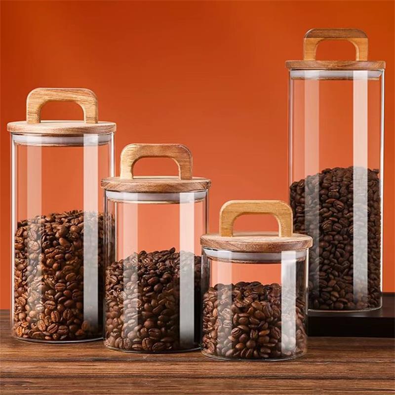 Clear Glass Jar with Bamboo Li - đánh giá và giá Coffee Tea Sugar Canisters