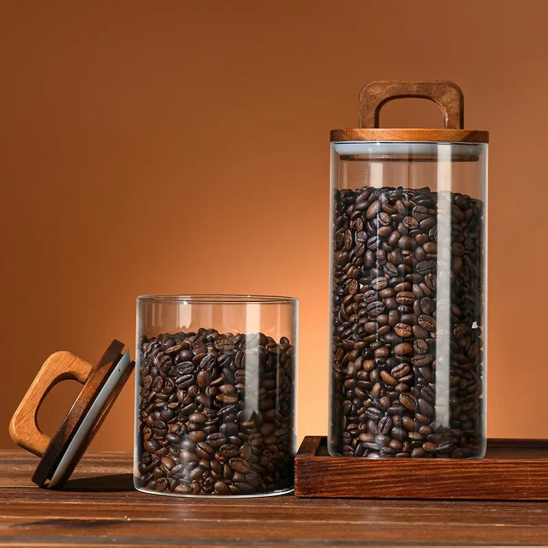 Clear Glass Jar with Bamboo Li - đánh giá và giá Coffee Tea Sugar Canisters