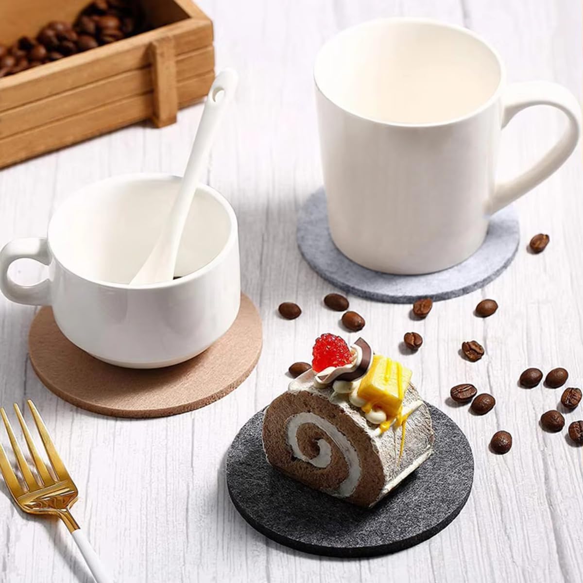 10pcs Round Felt Coaster Dinin - đánh giá và giá Coffee Tea Station
