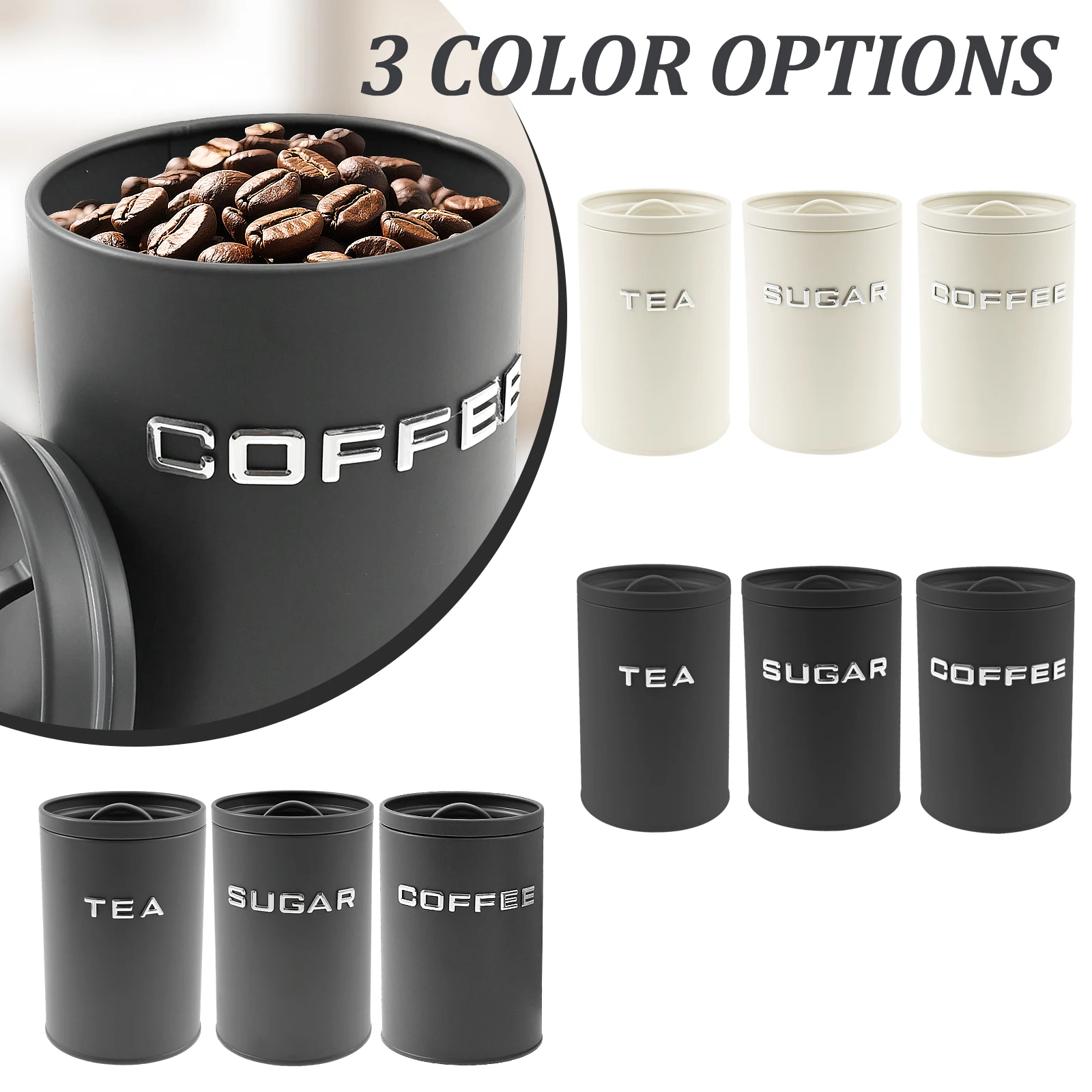 3 Pcs Tea Coffee Sugar Caniste - đánh giá và giá Coffee Tea Sugar Canisters